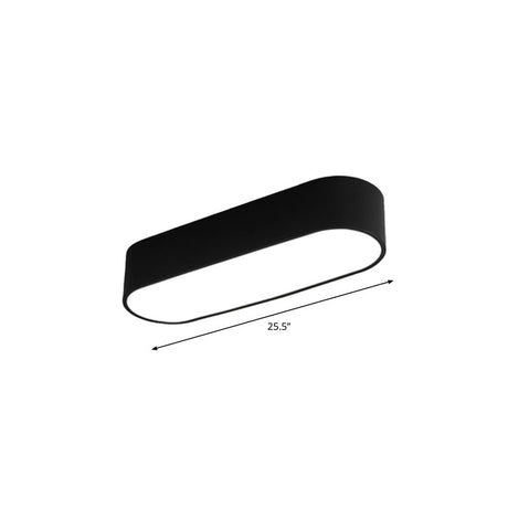 Simple Black Metallic Oval Led Ceiling Lamp - Flush Mount Light Fixture For Aisle / 25.5
