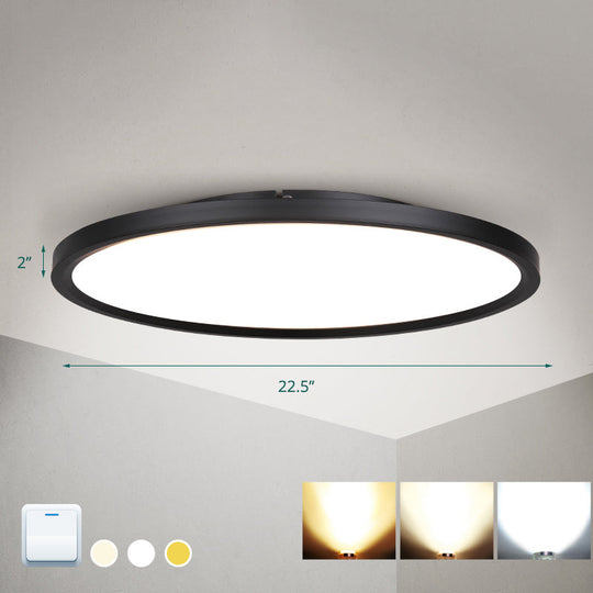 Nordic Acrylic Disk Led Flush Mount Ceiling Light For Living Room Black / 22.5’