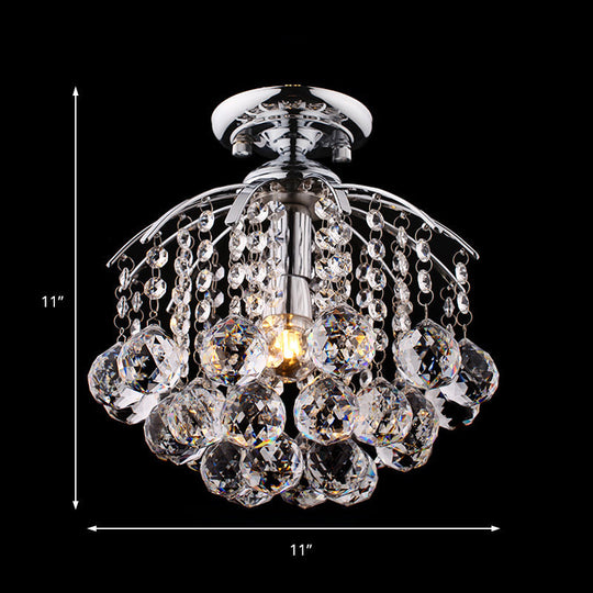 Modernist Crystal Cascade Porch Flush Mount Ceiling Light