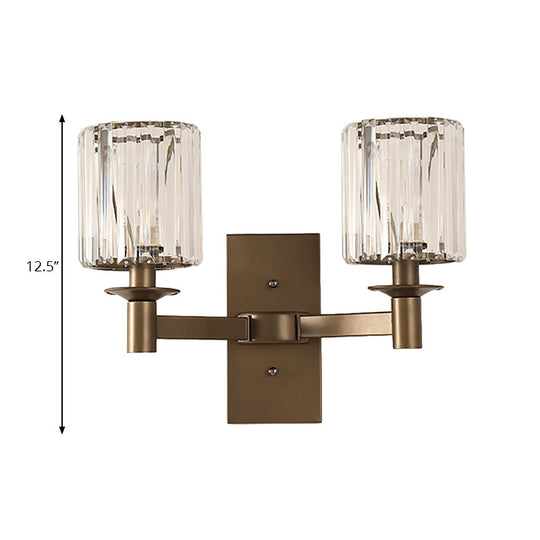 Modern Clear Glass Wall Sconce With Bronze Rectangle Backplate - Bedroom Half-Bulb Lamp