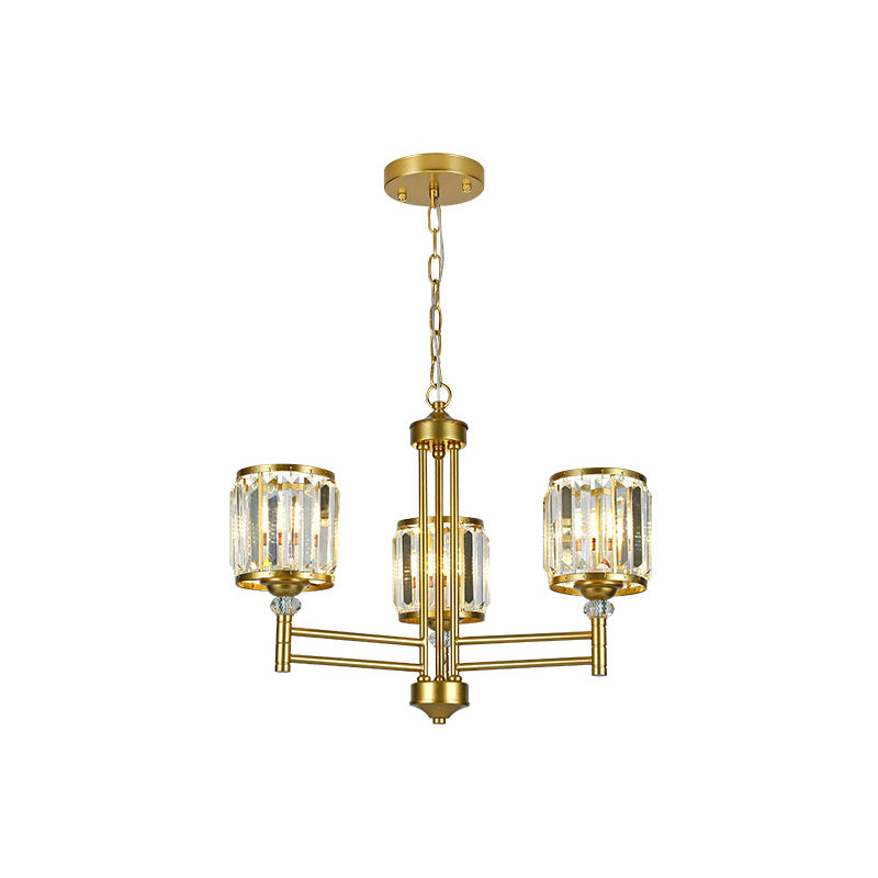 Contemporary Crystal Radial Hanging Chandelier - Brass Finish 3/6/8 Lights Bedroom Lighting