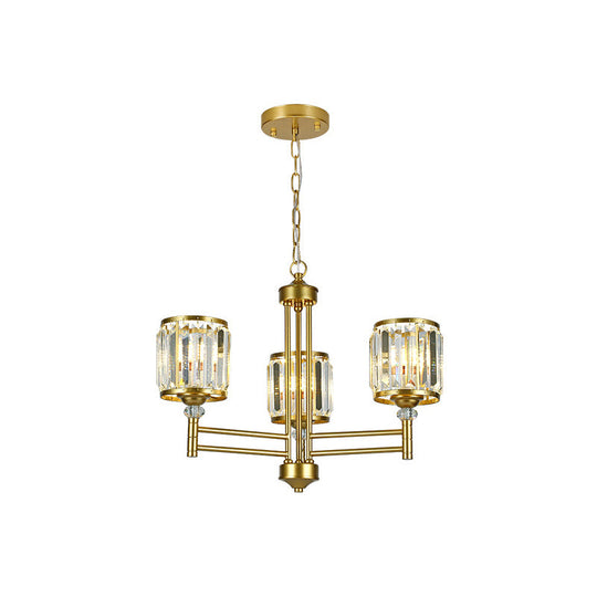 Contemporary Crystal Radial Hanging Chandelier - Brass Finish 3/6/8 Lights Bedroom Lighting