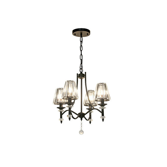 Contemporary Crystal Chandelier Pendant Light Kit - Tapered Design Adjustable Chain 4/6/8 Lights
