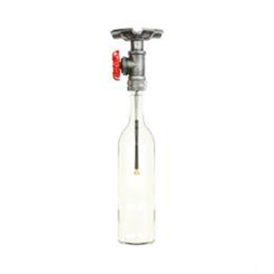 Vintage Indoor Ceiling Mounted Fixture: 1-Light Semi-Mount With Wine Bottle Glass Shade & Valve In