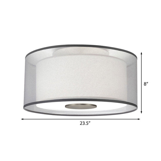 Classical White Fabric Drum Flush Mount Lamp - 4 Lights Ceiling Light Fixture 16’/19.5”/23.5’ Wide