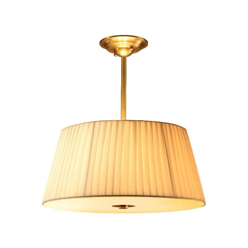 Classic White Semi Flush Mount Ceiling Fixture - 3/4 Lights With Drum Fabric Shade 16’/20’ Wide