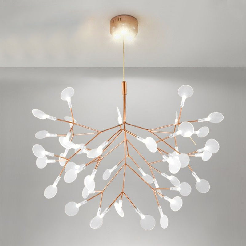 Leaf-Shaped Gold Acrylic Led Ceiling Chandelier - Minimal Pendulum Light For Living Room 45 /