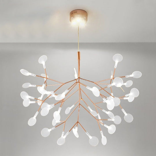 Leaf-Shaped Gold Acrylic Led Ceiling Chandelier - Minimal Pendulum Light For Living Room 45 /
