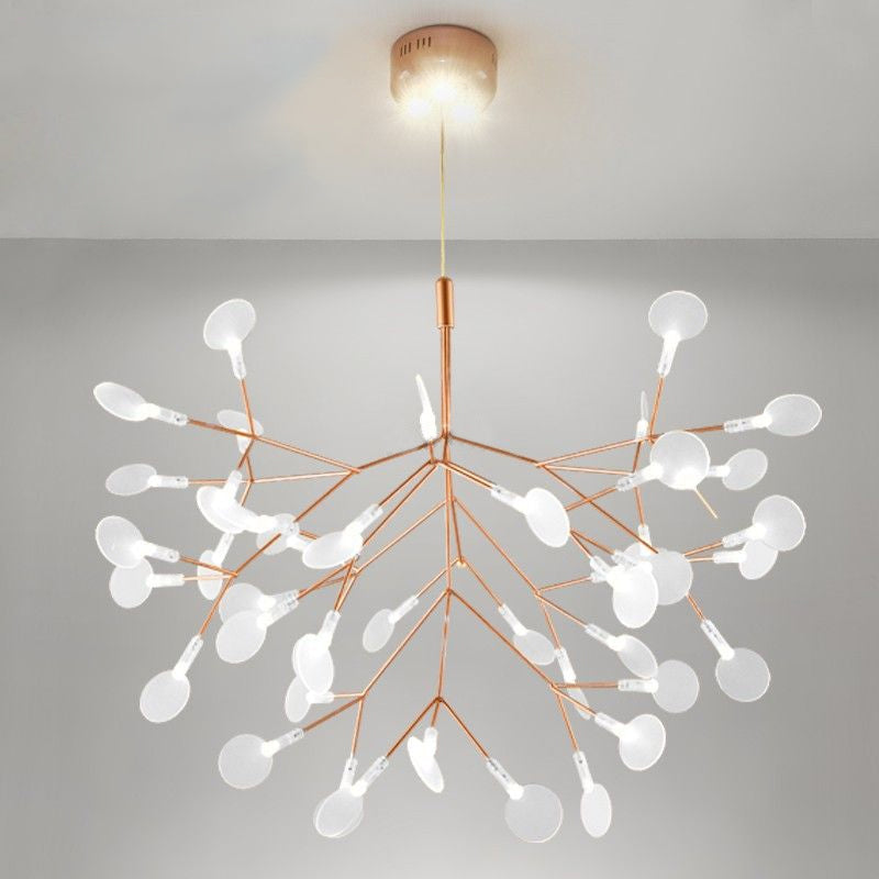Leaf-Shaped Gold Acrylic Led Ceiling Chandelier - Minimal Pendulum Light For Living Room 63 /