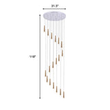 Minimalist Spiral Design Gold Cone Pendant With 19 Bulb Acrylic Stair Multi-Lamp Hanging Light