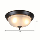 Traditional Frosted Glass Bowl Flushmount Light With 3 Black Ceiling Lighting Options -