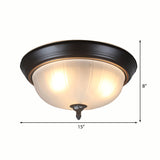 Traditional Frosted Glass Bowl Flushmount Light With 3 Black Ceiling Lighting Options - 13/15/19