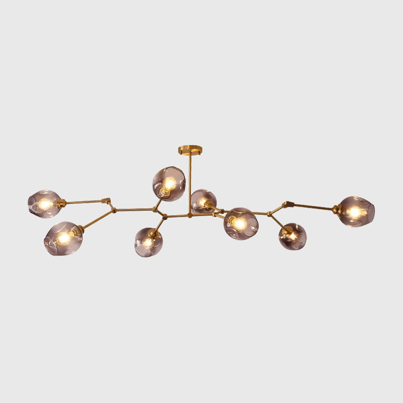 Modern Gold Glass Chandelier: Adjustable Branch 7-Light Hanging Fixture For Parlor