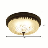 White Glass Flush Fixture With Traditional Design - 3/4 Lights Black Finish 14/18 Wide
