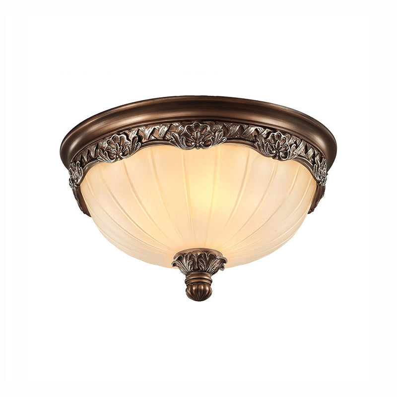 Classic Black Flush Ceiling Light With Frosted Glass Shade - 3 Lights 14’/18’ Wide