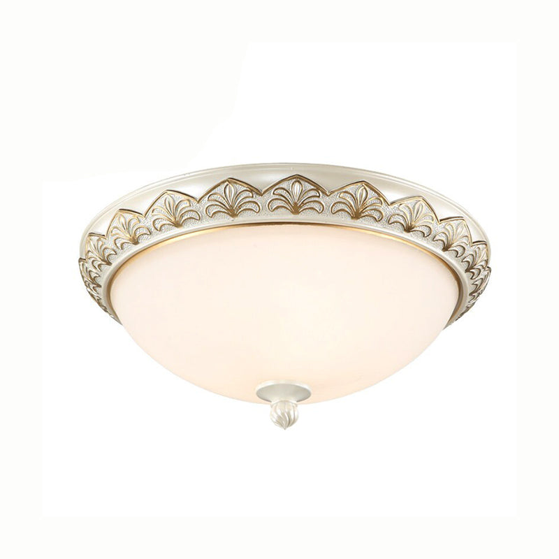 Traditional White Glass Ceiling Mounted Flush Mount Lamp For Bedroom