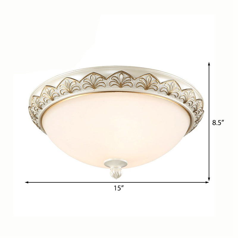 Traditional White Glass Ceiling Mounted Flush Mount Lamp For Bedroom