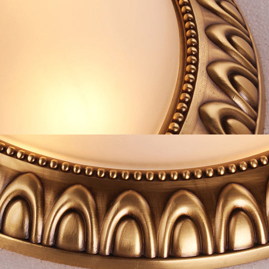 Traditional Frosted Glass Flush Mount Ceiling Light With 4 Brass Lights - Ideal For Living Room