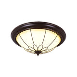 Led Corridor Ceiling Flush Light Fixture - Classic Brown Bowl Frosted Glass Shade In Warm/White