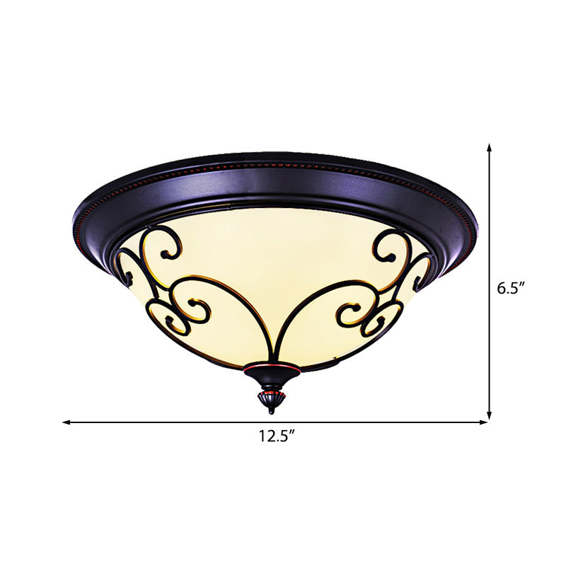 Bowl Bedroom Flush Mount Lamp - Classic Frosted Glass Led Ceiling Light White Warm/White