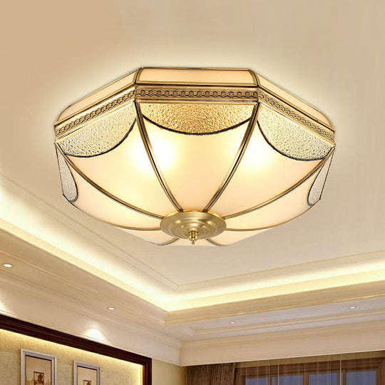 Sleek Dome Shaped Flush Mount Light With Simplicity Brass Finish Water And Frost Glass Flushmount 3