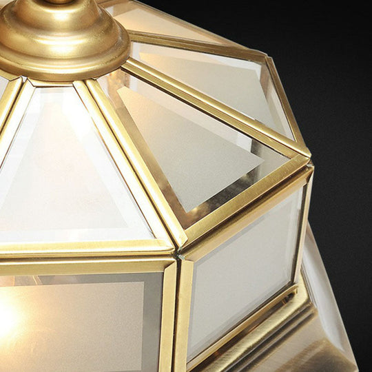 Frosted Glass Cap Ceiling Light With Brass Mount - Minimalist 2-Bulb Flush Fixture For Corridors