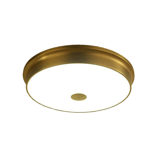 Traditional Led Bedroom Ceiling Light In Black/Gold With Round White Glass Flush Fixture Multiple