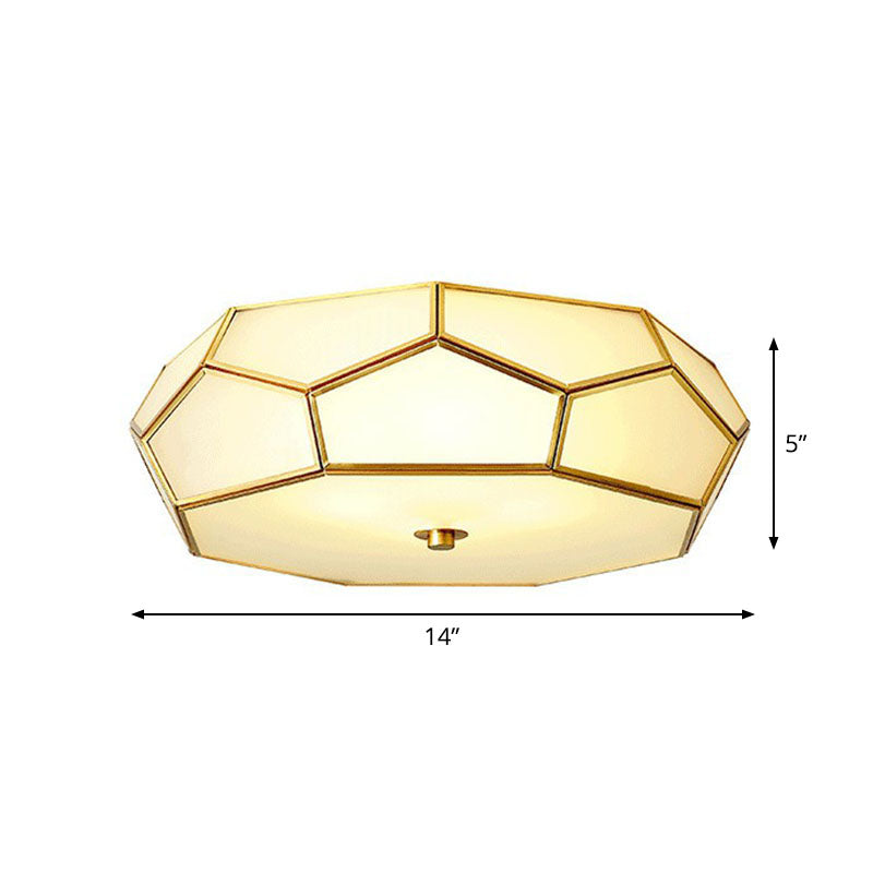 Minimalist Football Design Ceiling Light With Brass Finish Flush Mount Glass Fixture / 14
