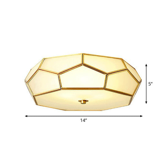 Minimalist Football Design Ceiling Light With Brass Finish Flush Mount Glass Fixture / 14