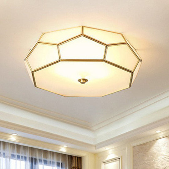 Minimalist Football Design Ceiling Light With Brass Finish Flush Mount Glass Fixture