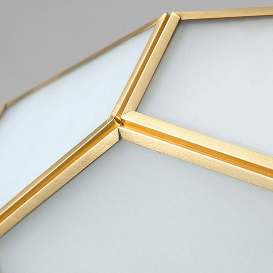 Minimalist Football Design Ceiling Light With Brass Finish – Flush Mount Glass Fixture