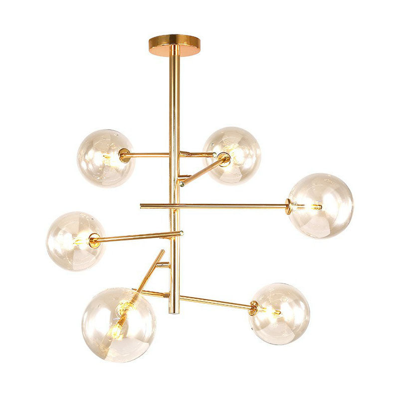 Clear Glass Nordic Style Ball Chandelier In Gold - Elegant Living Room Suspension Light