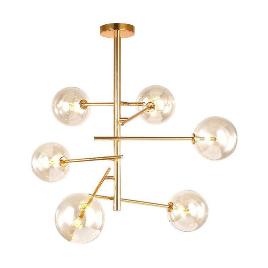 Clear Glass Nordic Style Ball Chandelier In Gold - Elegant Living Room Suspension Light