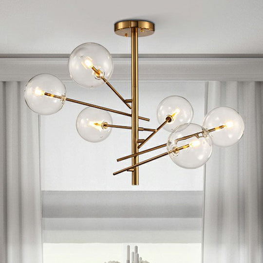 Gold Clear Glass Chandelier: Ball Restaurant Suspension Light With Postmodern Style