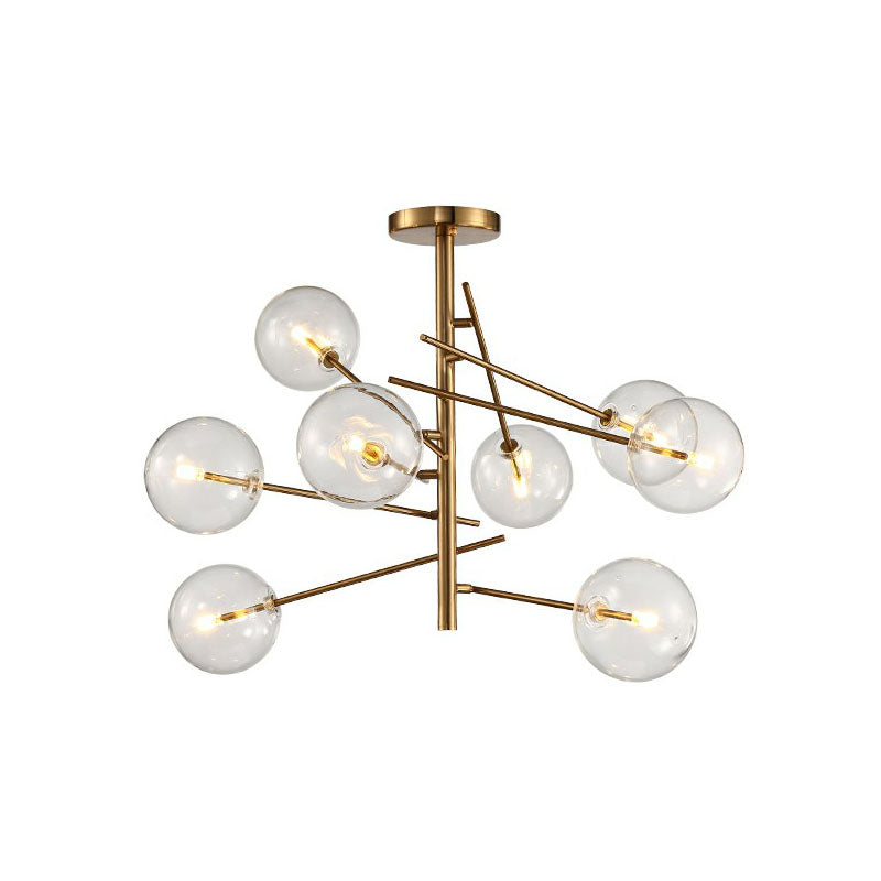 Gold Clear Glass Chandelier: Ball Restaurant Suspension Light With Postmodern Style 8 /