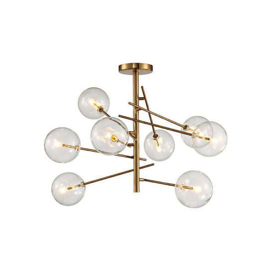 Clear Glass Gold Chandelier - Postmodern Suspension Light For Restaurants 8 /