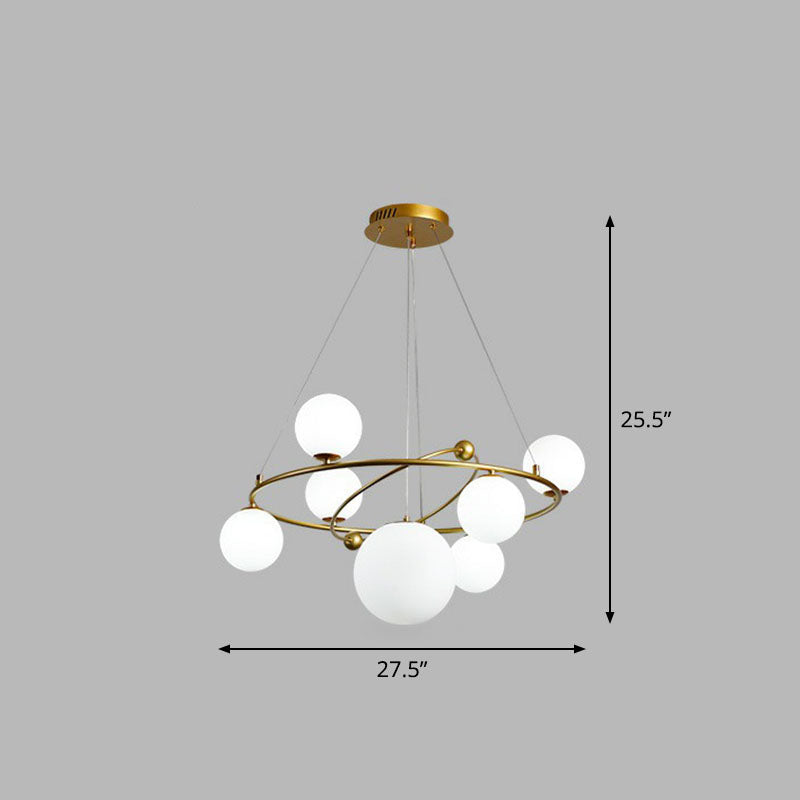 Postmodern Glass Planet Hanging Lamp With Brass Finish Ideal For Living Room 7 / White