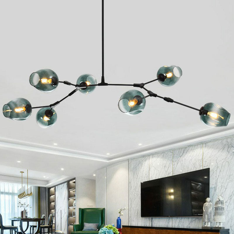 Nordic Glass Pendant Chandelier - 7 Heads Dimple Lighting For Living Room Black