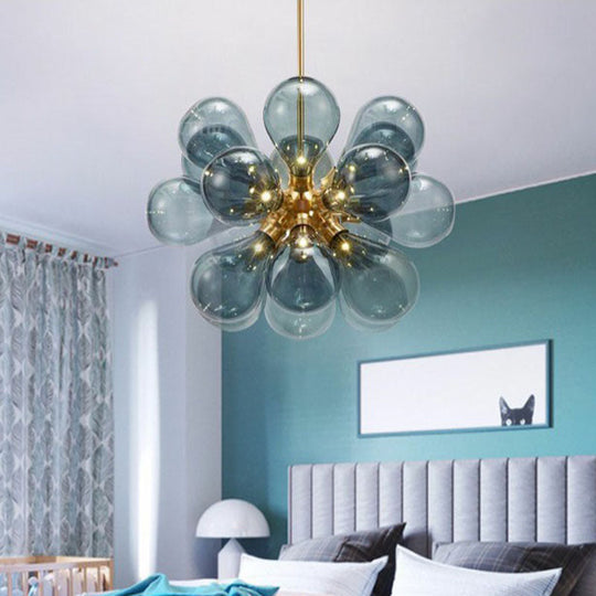 Creative Bubbles Chandelier Glass Pendant Light - 18-Bulb Gold Postmodern Design For Bedroom