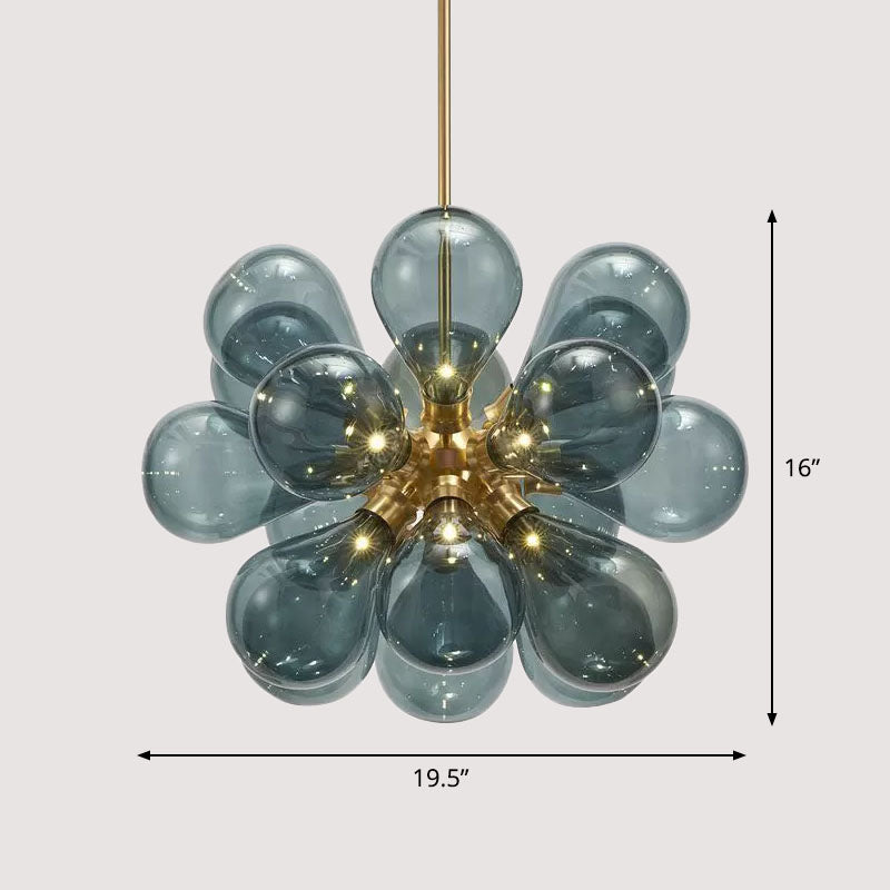 Creative Bubbles Chandelier Glass Pendant Light - 18-Bulb Gold Postmodern Design For Bedroom