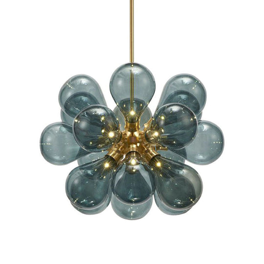 Creative Bubbles Chandelier Glass Pendant Light - 18-Bulb Gold Postmodern Design For Bedroom