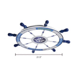 Blue Wood Kids Style Led Flush Mount Ceiling Light For Bedrooms With Rudder Design / 21.5 White