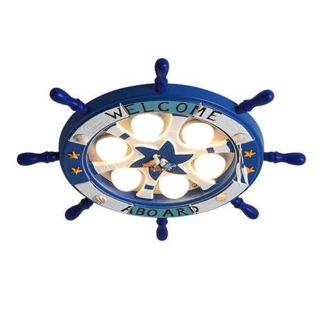Kids Room Cartoon Rudder Led Flush-Mount Ceiling Light Fixture