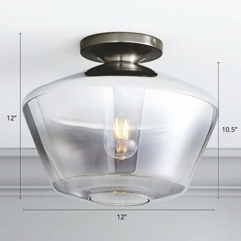 Geometric Glass Flushmount Light - Sleek And Simple Ceiling Fixture For Balcony More Black / B