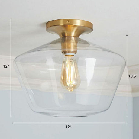 Geometric Glass Flushmount Light - Sleek And Simple Ceiling Fixture For Balcony More Gold / A