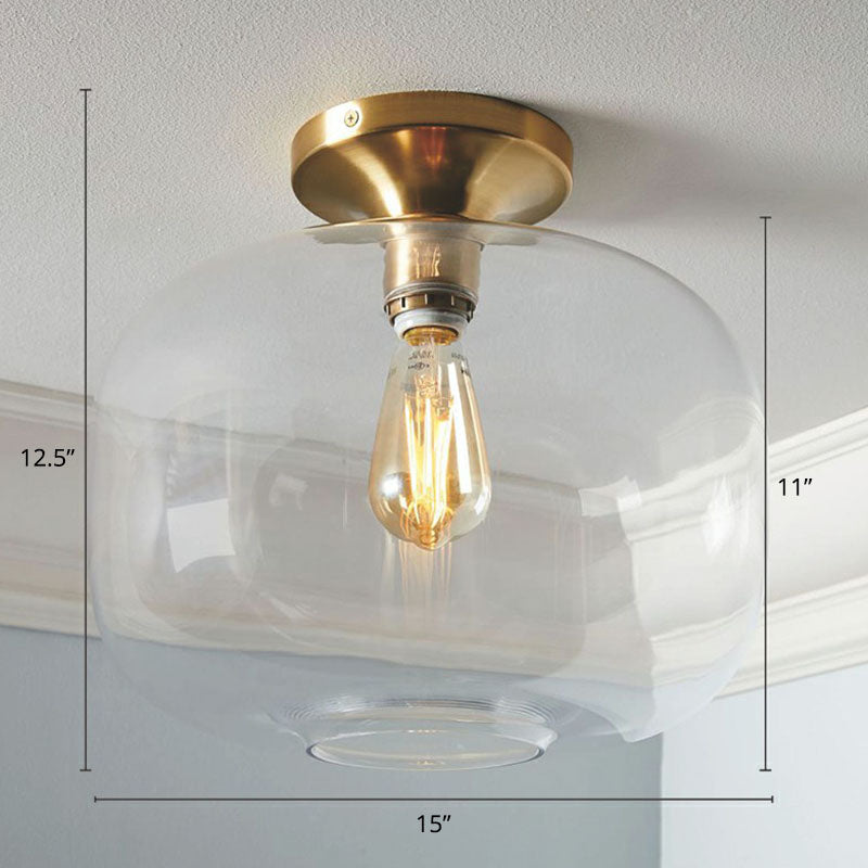 Geometric Glass Flushmount Light - Sleek And Simple Ceiling Fixture For Balcony More Gold / F