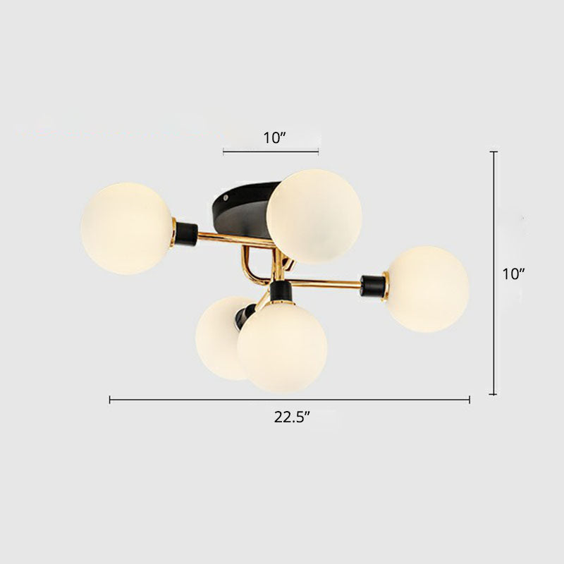 Modern Glass Semi Flush Mount Ceiling Light Fixture - Bubbles Black Finish Bedroom Lighting 5 /