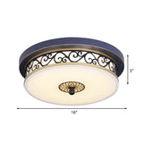 Led Ceiling Light With Frosted Drum Shade In White/Warm Classic White Flush Mount For Living Room