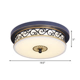 Led Ceiling Light With Frosted Drum Shade In White/Warm Classic White Flush Mount For Living Room
