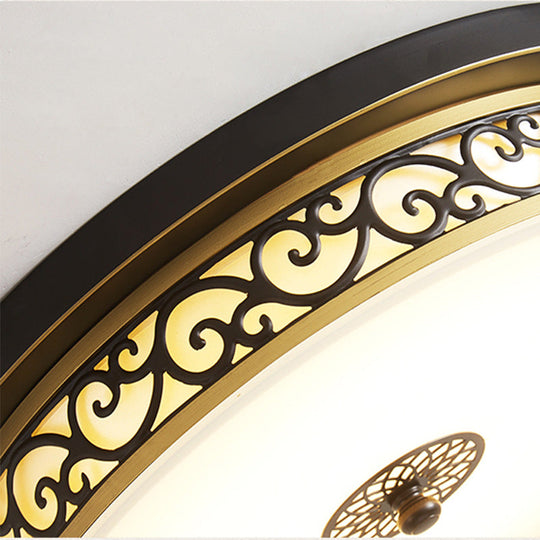 Led Ceiling Light With Frosted Drum Shade In White/Warm Classic White Flush Mount For Living Room